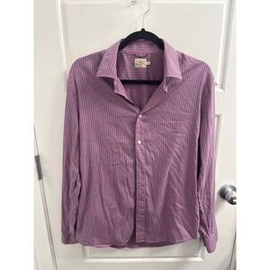 Faherty Brand Mens Medium Pink Blue Gingham Long Sleeve Button Down Shirt